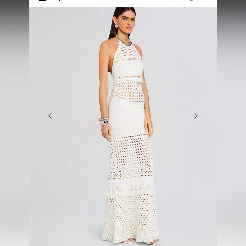Retrofete White Crochet Halter Maxi Dress - Picture 3 of 6